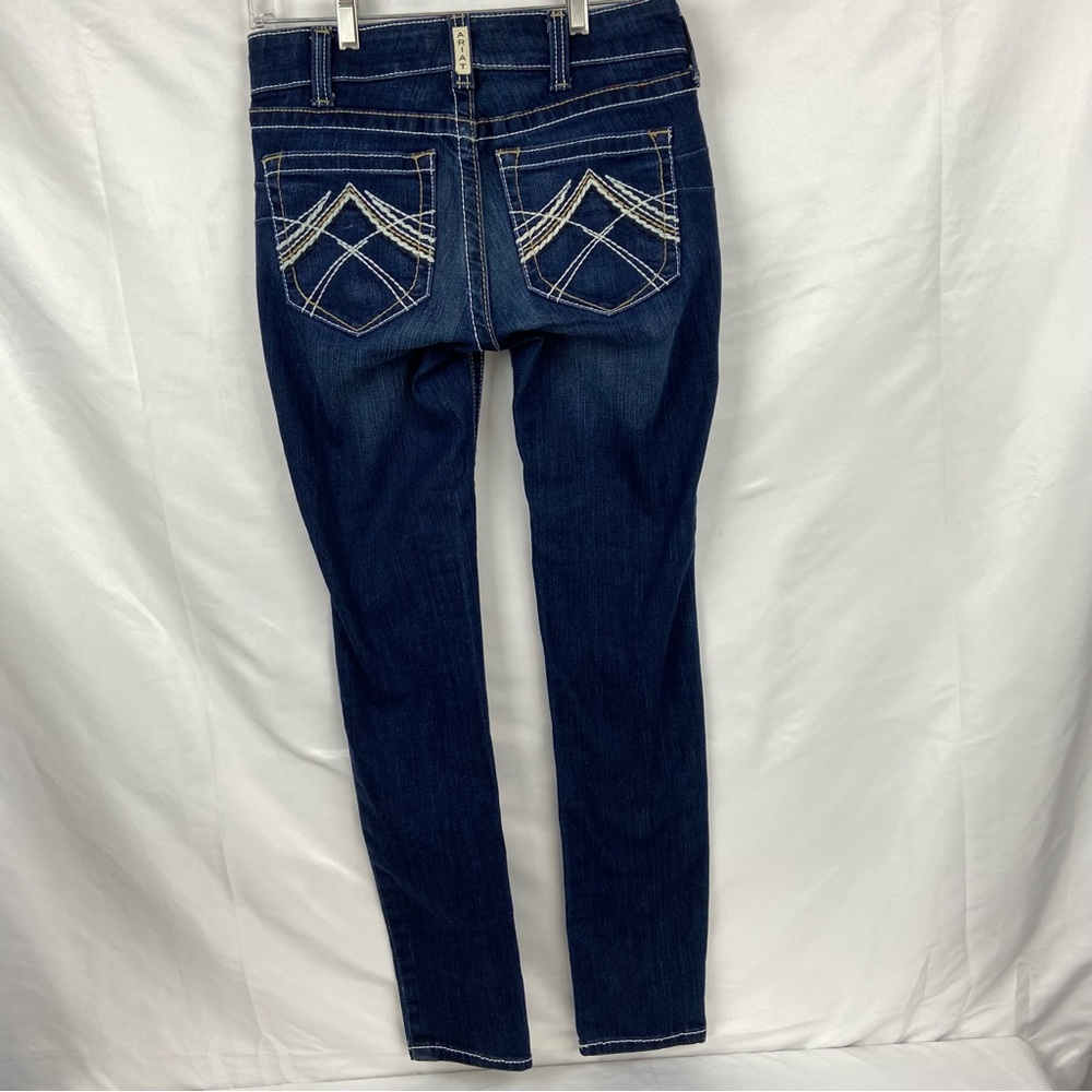 ARIAT REAL DENIM WOMEN'S BLUE JEANS, STRAIGHT, DISTRESSED, SIZE 27 R